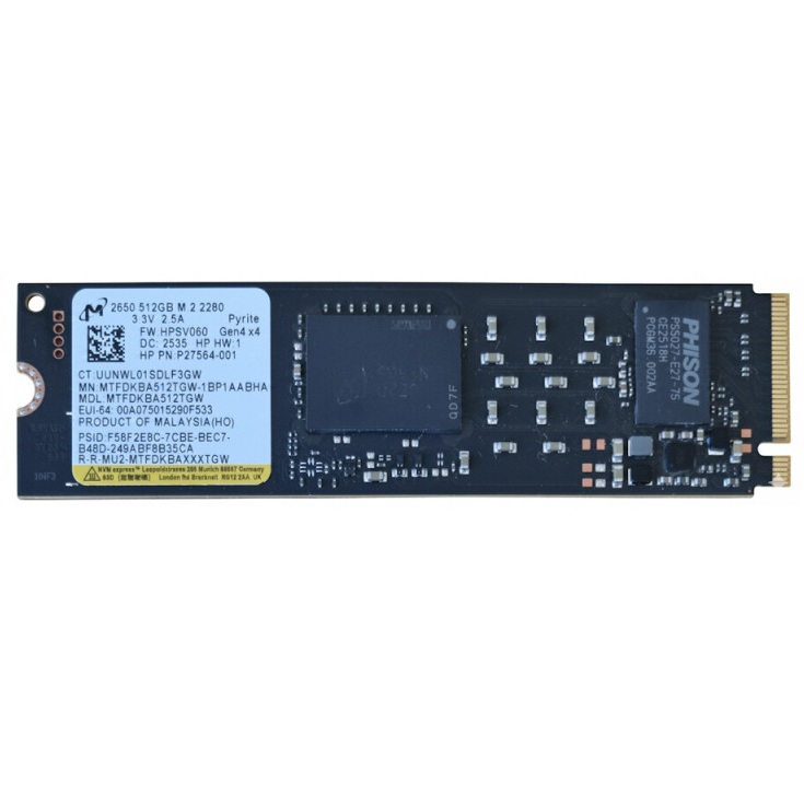 Begagnad 512GB Micron 2650 M.2 2280 PCIe Gen4 x4 NVMe SSD MTFDKBA512TGW