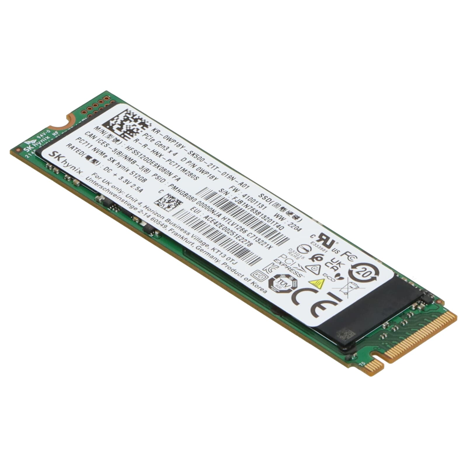 Begagnad SK hynix PC711 512GB M2 2280 NVMe Gen3 x4 HFS512GDE9X080N