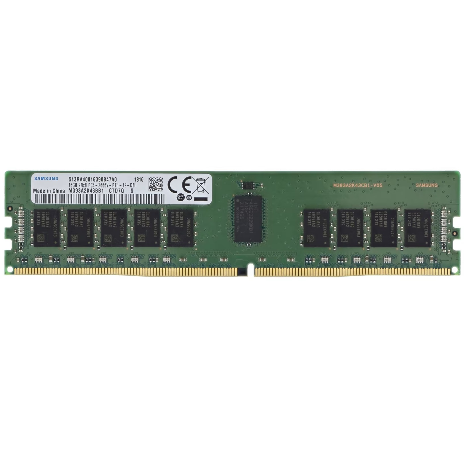 Begagnat Samsung 16GB DDR4 (1x16GB) 2Rx8 PC4-2666V 2666MHz ECC RDIMM M393A2K43BB1-CTD7Q