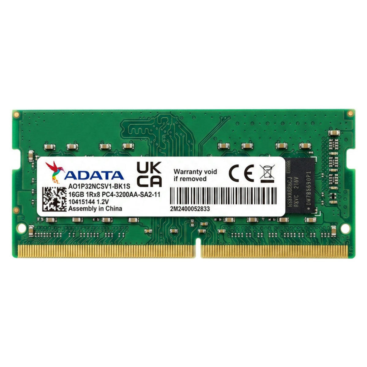 Begagnat ADATA 16GB DDR4 (1x16GB) SODIMM 1Rx8 PC4-3200AA 3200MHz A01P32NCSV1-BK1S