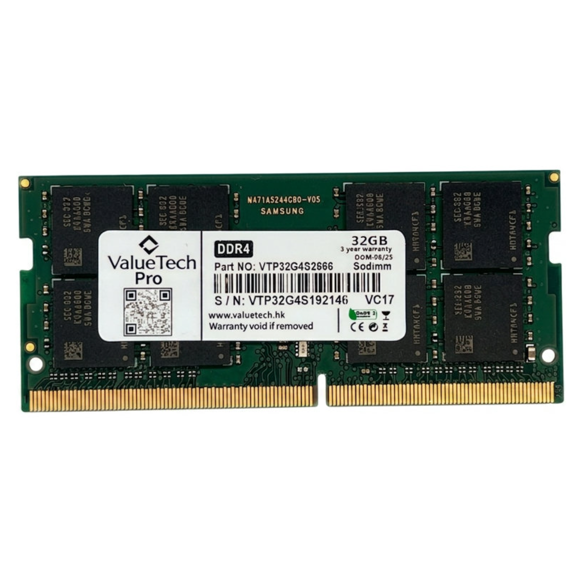 Begagnat ValueTech Pro 32GB DDR4 (1x32GB) SODIMM 2Rx8 2666MHz VTP32G4S2666