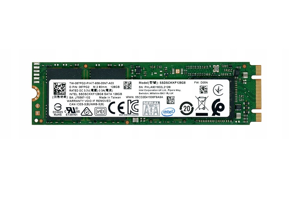 Begagnad 128GB Intel SSDSCKKF128G8 SSD M2 2280 SATA
