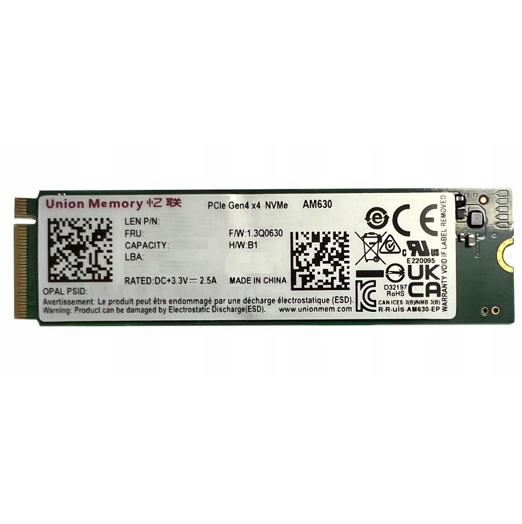 Begagnad 256GB Lenovo Union AM630 SSD M2 2280 NVMe PCIe Gen4 x4 SSS0L25216