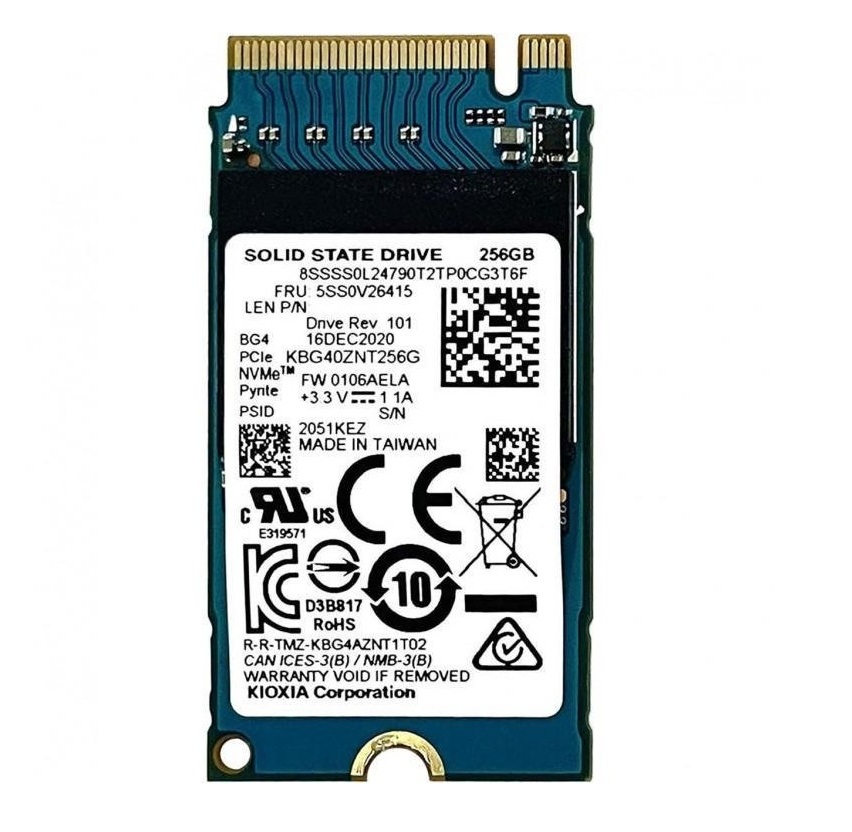 Begagnad 256GB Toshiba Kioxia BG4 M2 2242 NVMe PCIe Gen3 x4