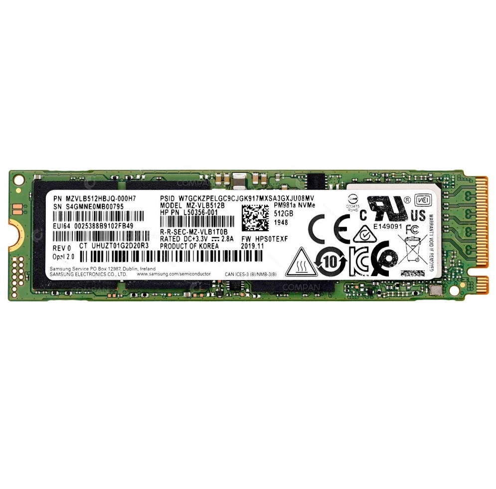 Begagnad 512GB Samsung PM981a SSD M2 2280 NVMe PCIe Gen3 x4 MZVLB512HBJQ