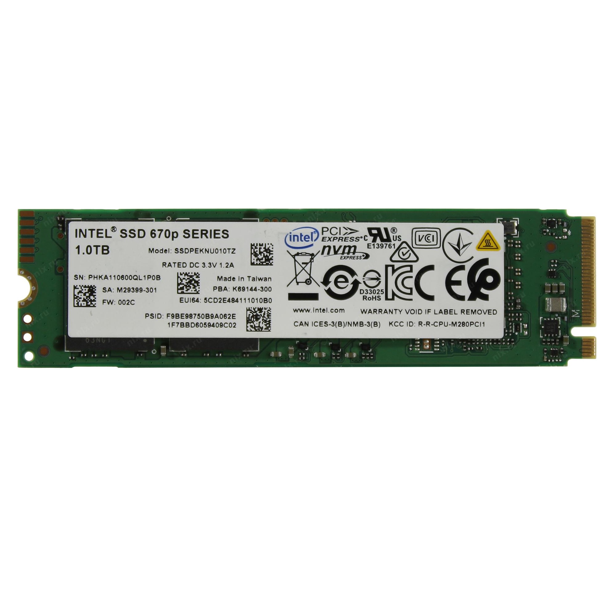 Begagnad 1TB Intel 670p M2 2280 NVMe Gen3 x4 SSD Disk SSDPEKNU010TZ