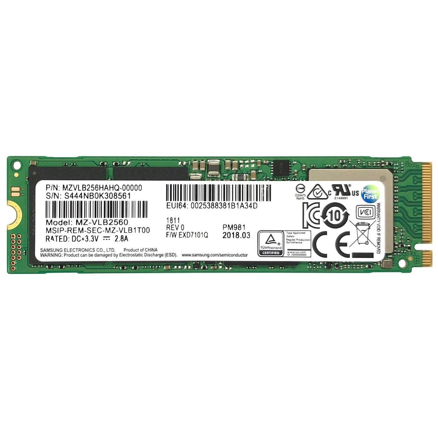 Begagnad 256GB Samsung PM981 SSD M2 2280 NVMe Gen3 x4 MZVLB256HAHQ