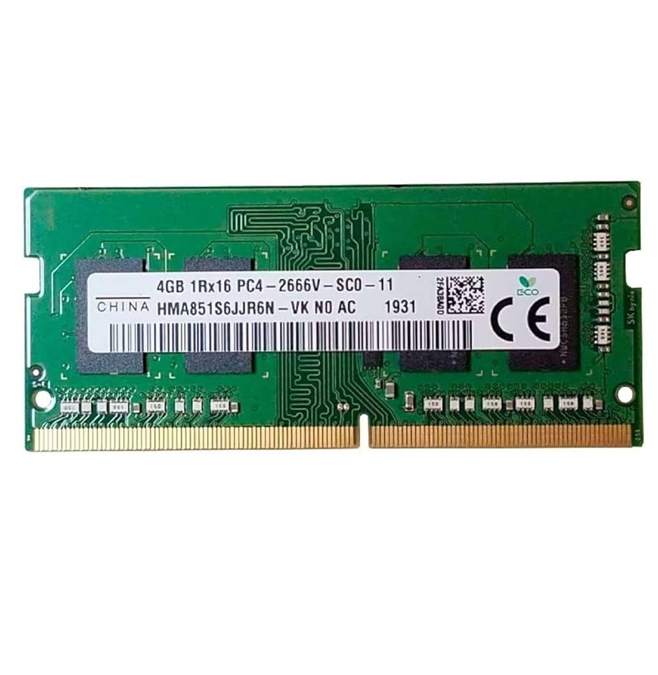 Begagnat SK Hynix 4GB DDR4 (1x4GB) SODIMM 1Rx16 PC4-2666V 2666MHz Single Sided HMA851S6JJR6N-VK