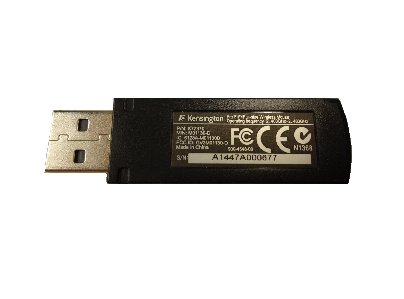 Begagnat Kensington K72354 K72370 Pro Fit 2.4 Ghz Wireless USB Reciever sändare mottagare