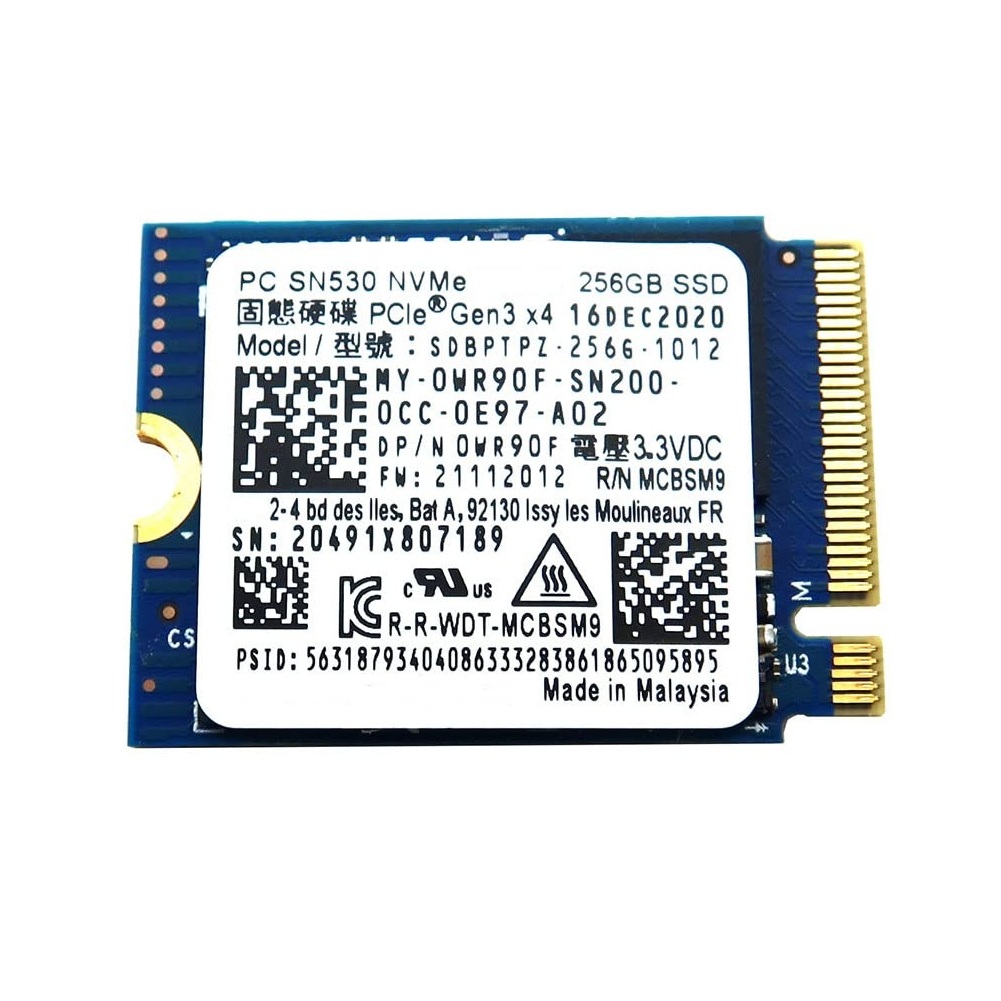 Begagnad 256GB WD PC SN530 M2 2230 NVMe Gen3 x4 SDBPTPZ-256G