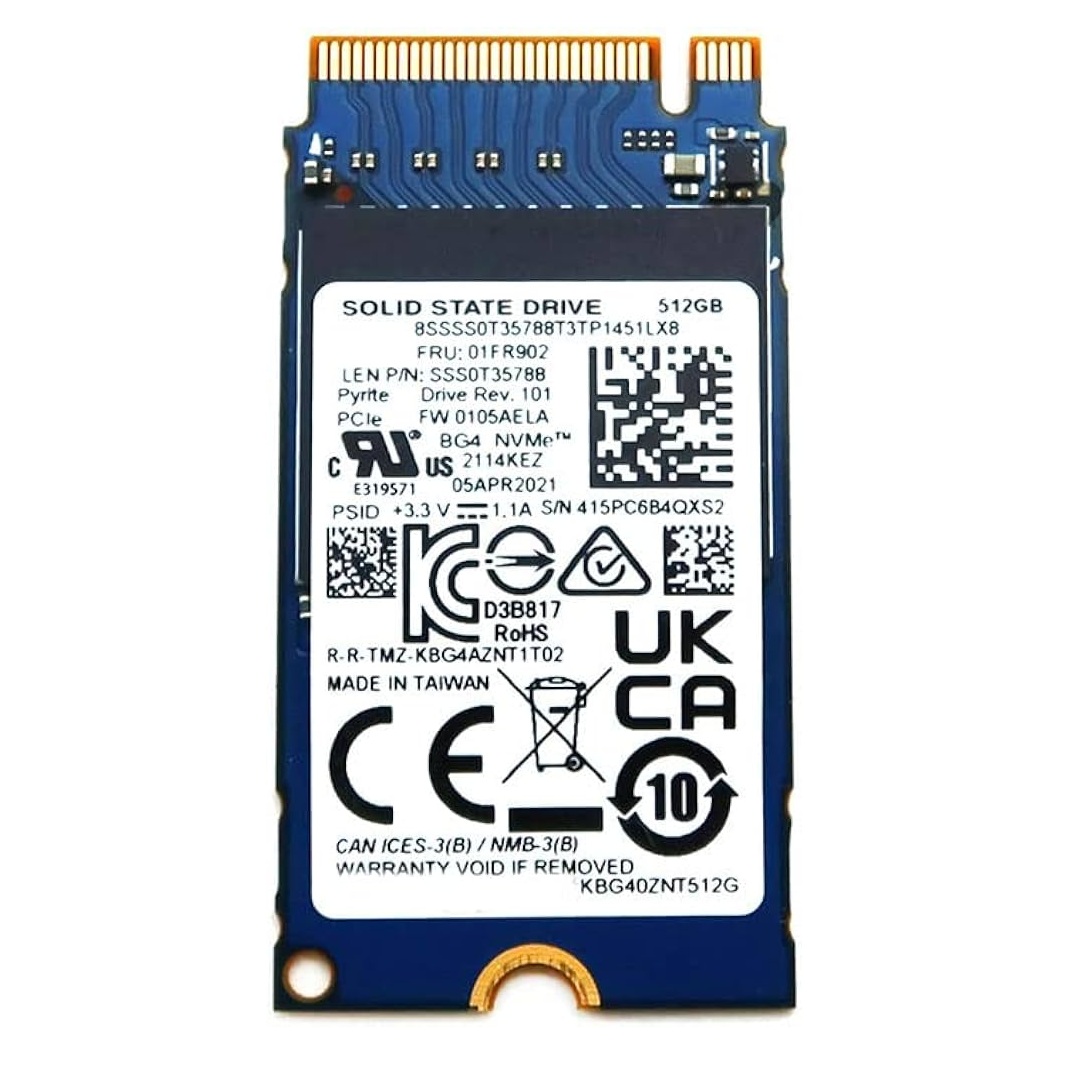 Begagnad 512GB Toshiba Kioxia BG4 M2 2242 NVMe PCIe Gen3 x4 KBG40ZNT512G