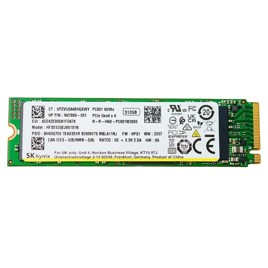 Begagnad 512GB SK Hynix PC801 M.2 2280 PCIe Gen4 x4 NVMe SSD HFS512GEJ9X101N