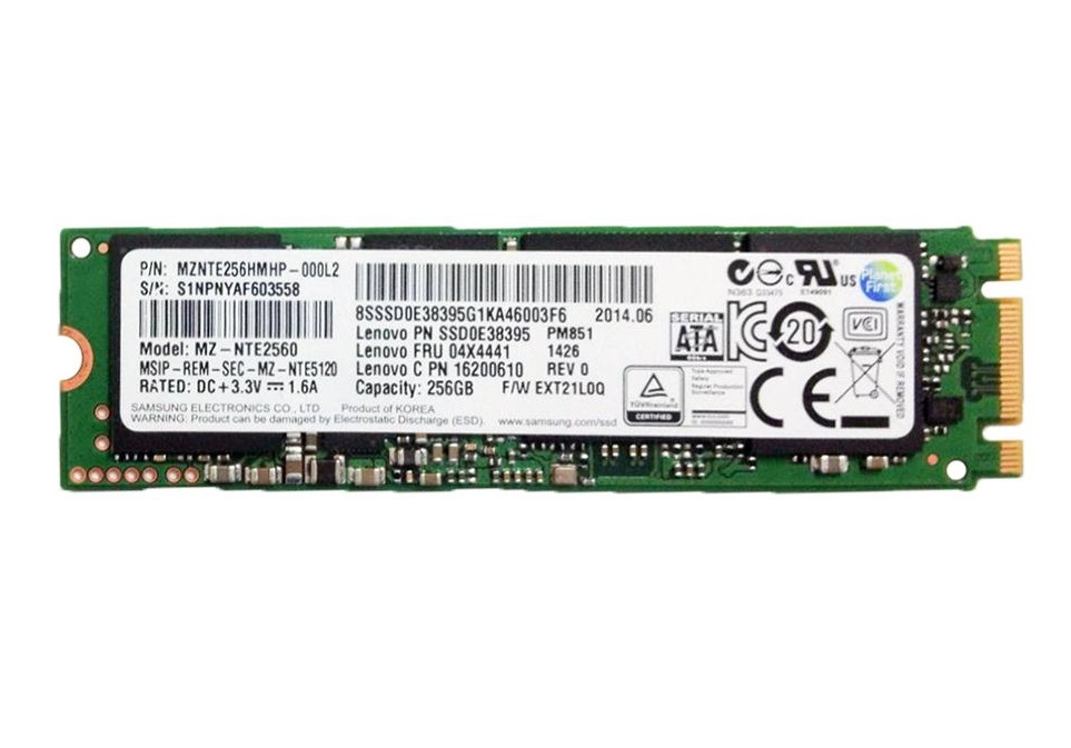 Begagnad 256GB Samsung PM851 SSD SATA M2 2280