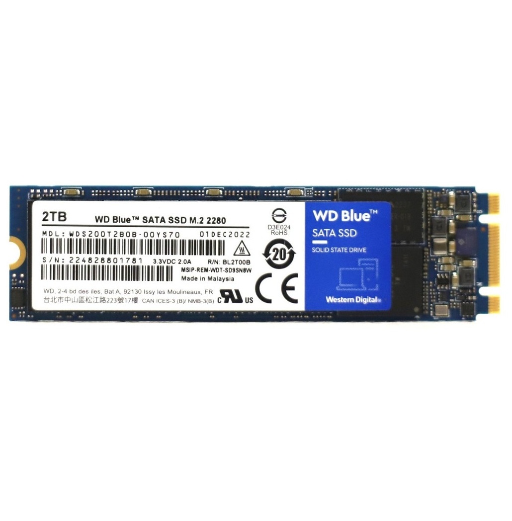 Begagnad WD Blue 2TB SSD SATA M2 2280 WDS200T2B0B