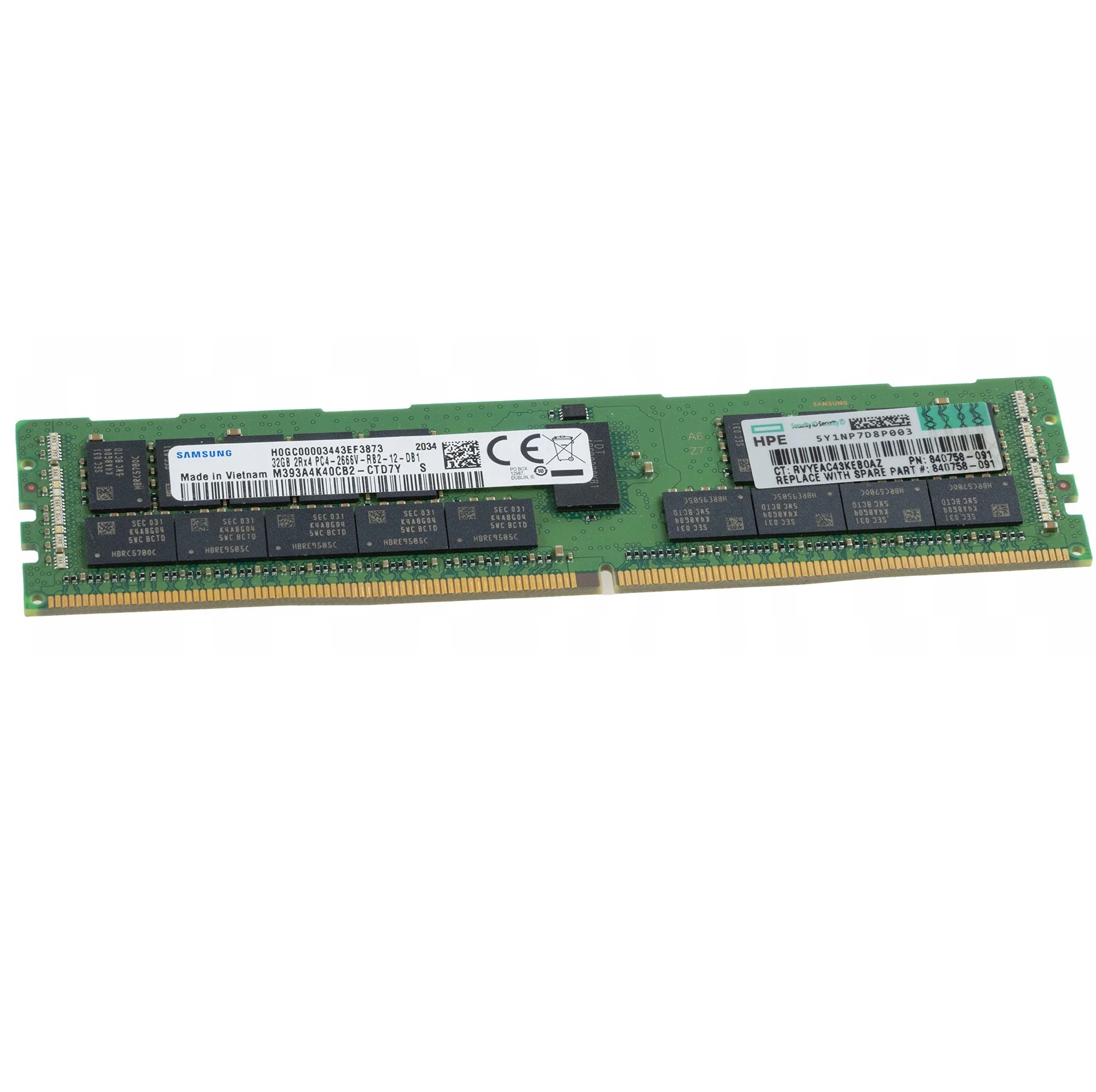 Begagnat Samsung 32GB DDR4 (1x32GB) 2Rx4 PC4-21300 2666MHz ECC RDIMM M393A4K40CB2-CTD7Y