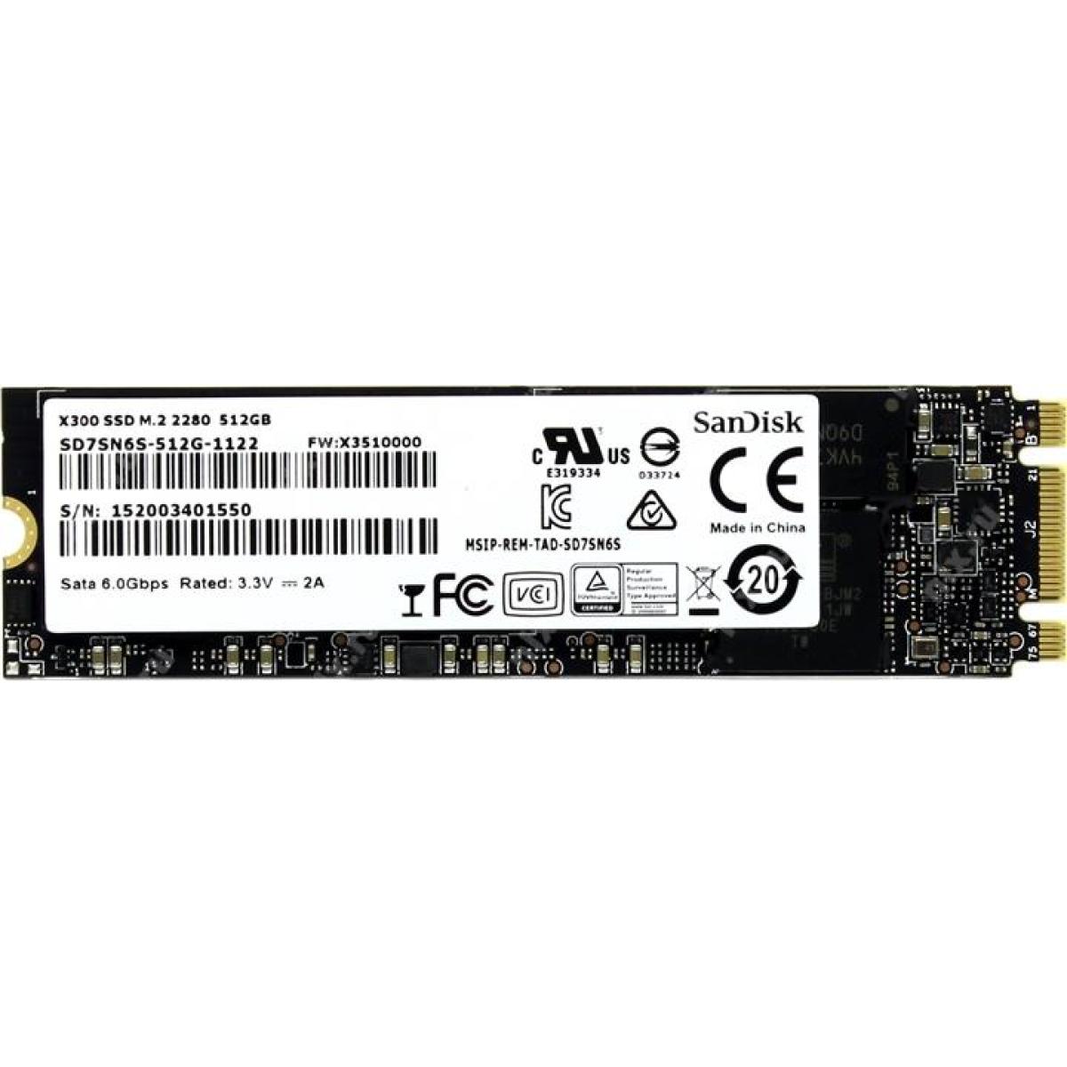 Begagnad 512GB SanDisk X300 SSD M2 2280 SATA