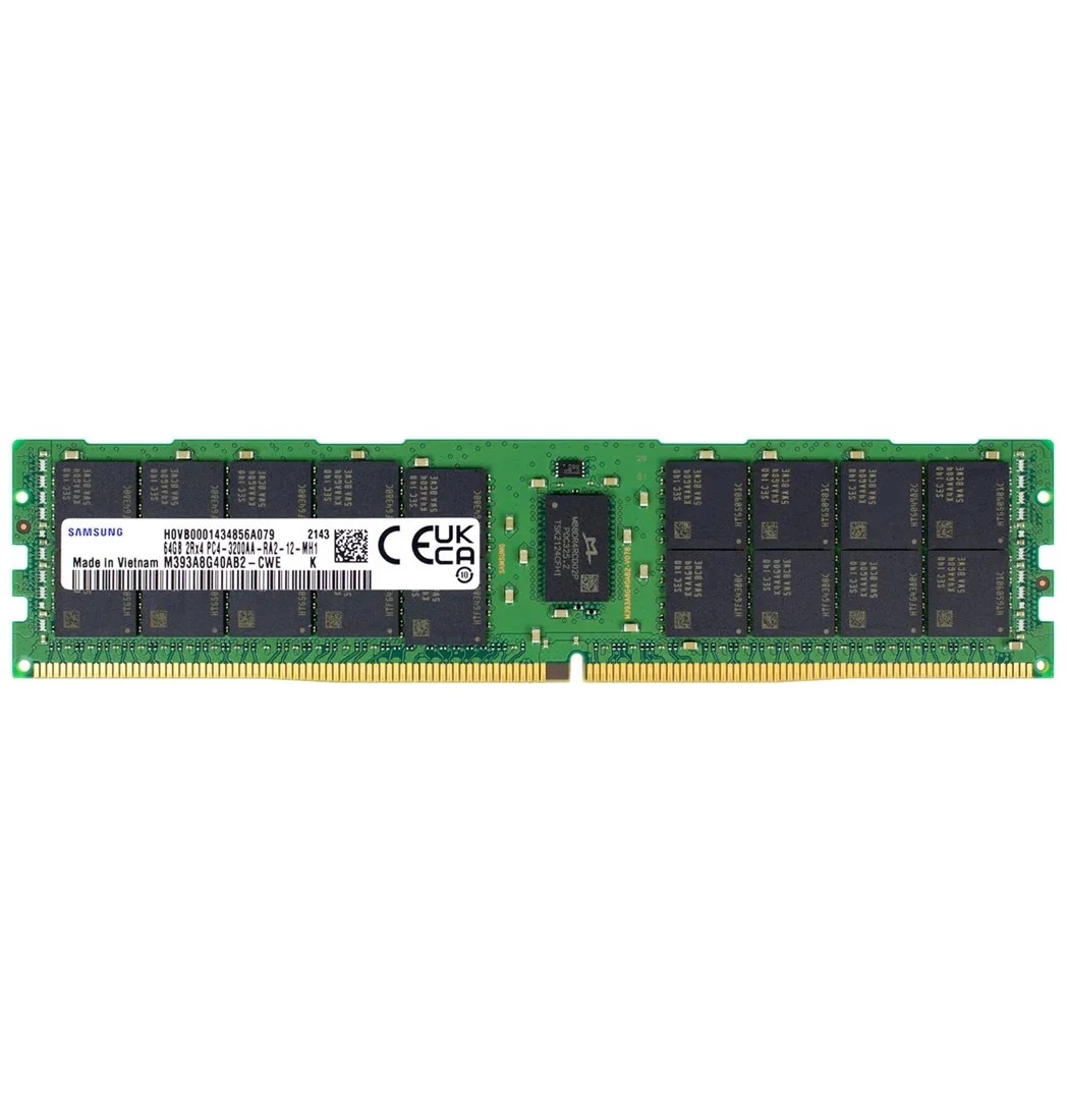 Begagnat Samsung 64GB DDR4 (1x64GB) 2Rx4 PC4-25600 3200MHz ECC RDIMM M393A8G40AB2-CWEBY