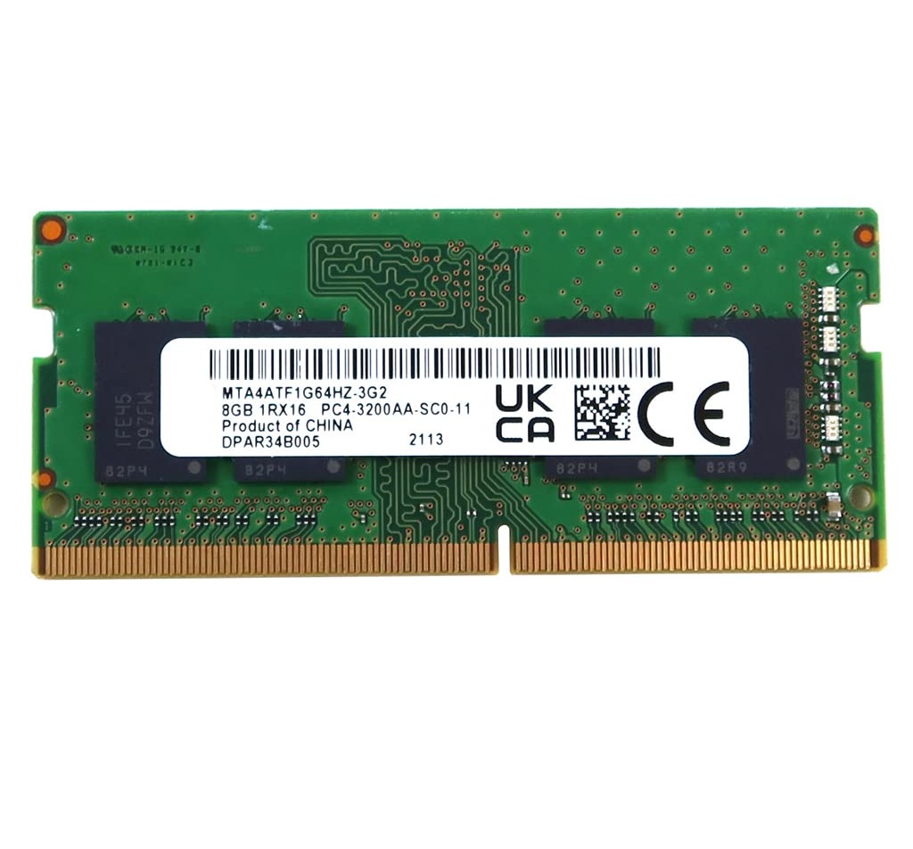 Begagnat Micron 8GB DDR4 (1x8GB) SODIMM 1Rx16 PC4-3200AA 3200MHz MTA4ATF1G64HZ-3G2B2