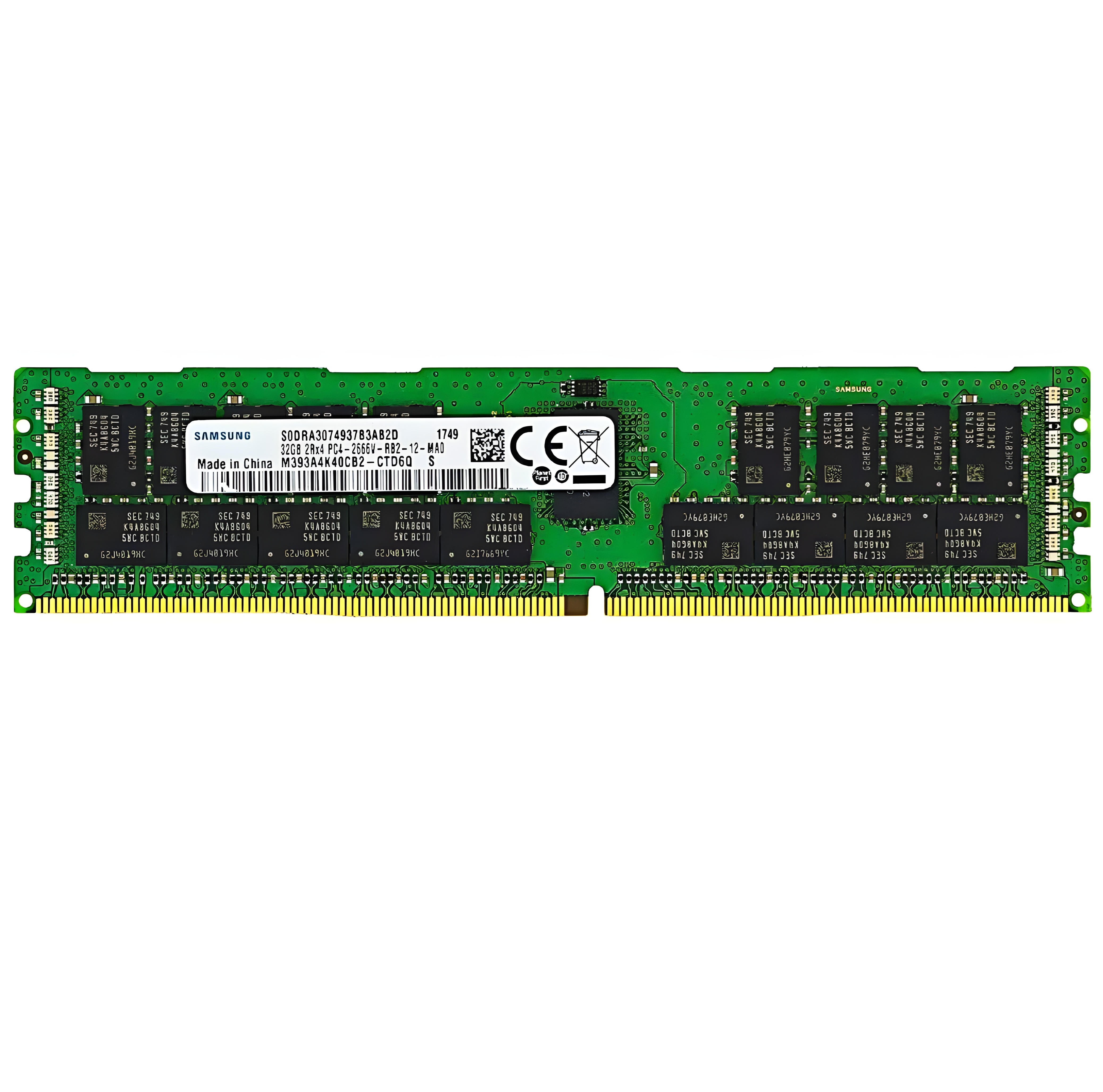 Begagnat Samsung 32GB DDR4 (1x32GB) 2Rx4 PC4-21300 2666MHz ECC RDIMM M393A4K40CB2-CTD6Q