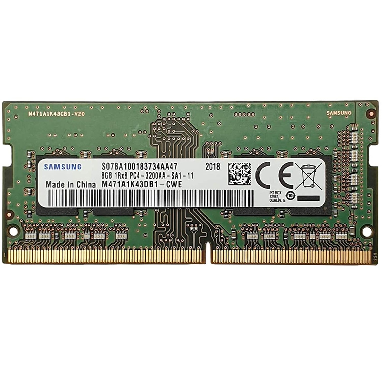 Begagnat Samsung 8GB DDR4 (1x8GB) SODIMM 1Rx8 PC4-3200AA 3200MHz M471A1K43DB1-CWE