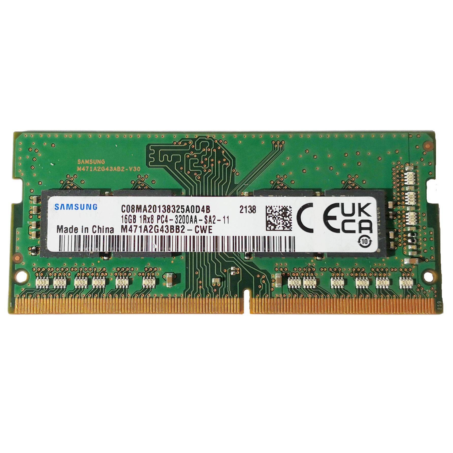 Begagnat Samsung 16GB DDR4 (1x16GB) SODIMM 1Rx8 PC4-3200AA 3200MHz M471A2G43BB2