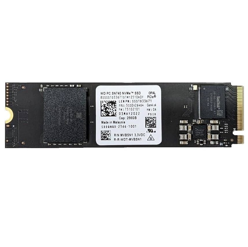 Begagnad 256GB WD SN740 SSD M2 2280 NVMe PCIe Gen4 x4 SDDPNQD-256G-1006