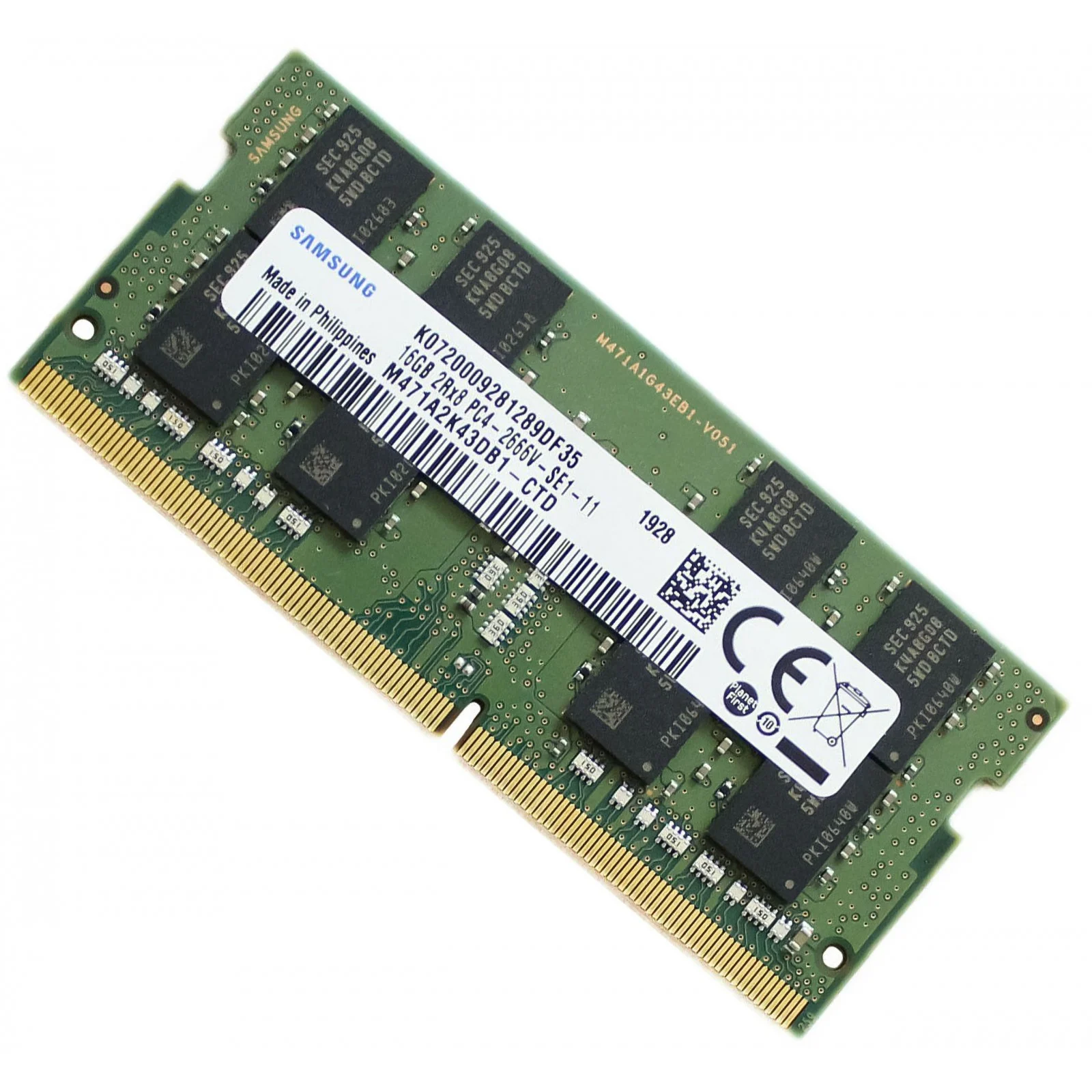 Begagnat Samsung 16GB DDR4 (1x16GB) SODIMM 2Rx8 PC4-2666V 2666MHz M471A2K43DB1-CTD