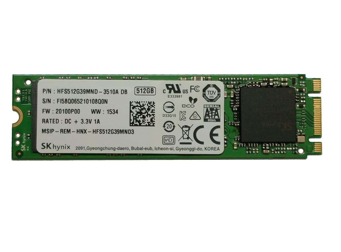 Begagnad 512GB SK Hynix HFS512G39MND SSD M2 2280 SATA