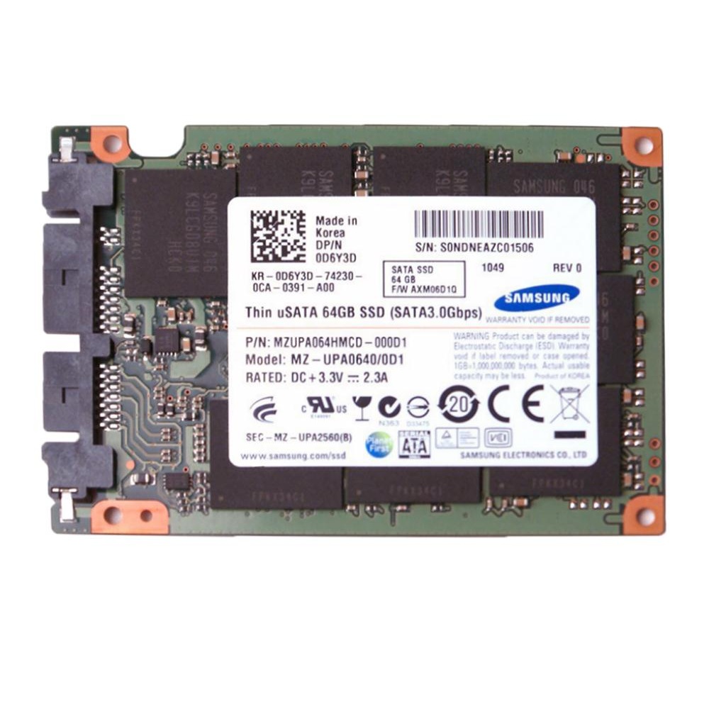 Begagnad Samsung Thin 64GB MLC SATA 3Gbps uSATA 1.8 MZUPA064HMCD