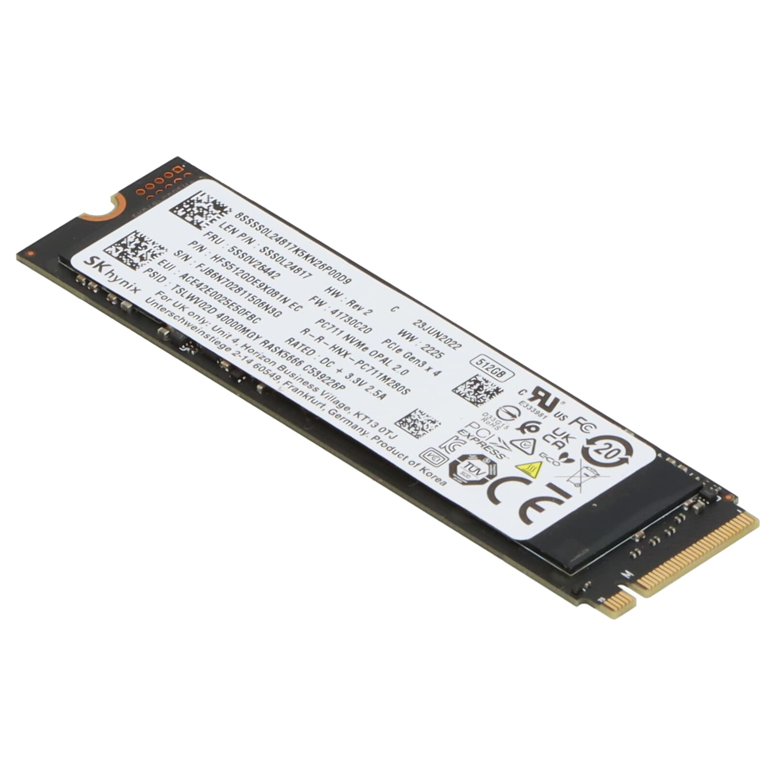 Begagnad 512GB SK hynix PC711 M2 2280 NVMe Gen3 x4 HFS512GDE9X081N