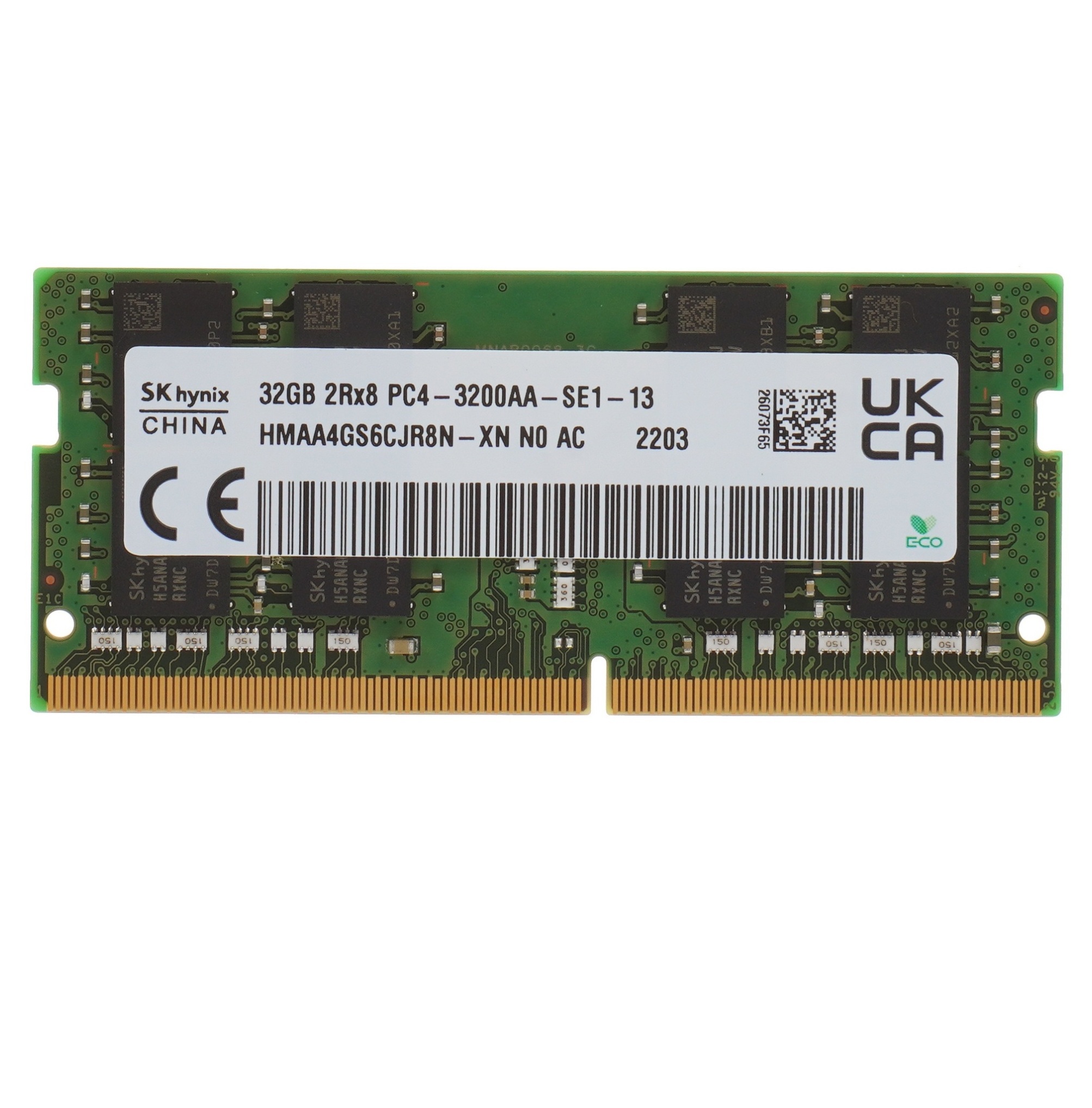 Begagnat SK Hynix 32GB DDR4 (1x32GB) SODIMM 2Rx8 PC4-3200AA 3200MHz HMAA4GS6CJR8N