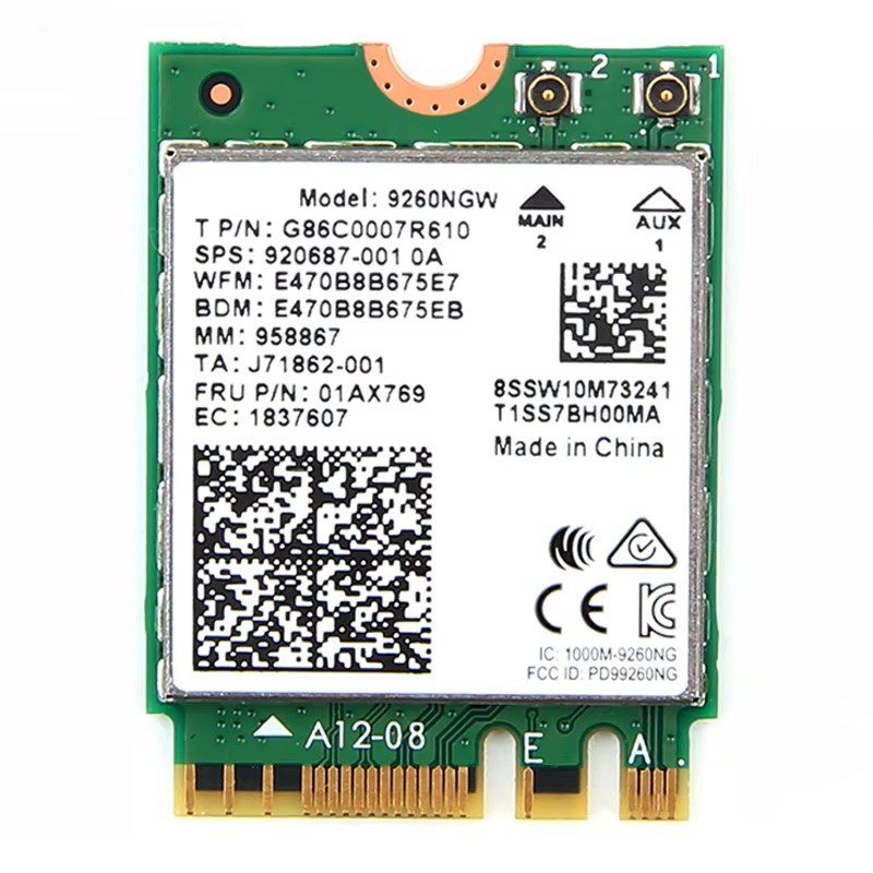 Begagnat Intel 9260NGW IEEE 802.11ac Bluetooth 5.0 2x2 Bands 2.4Ghz 5GHz