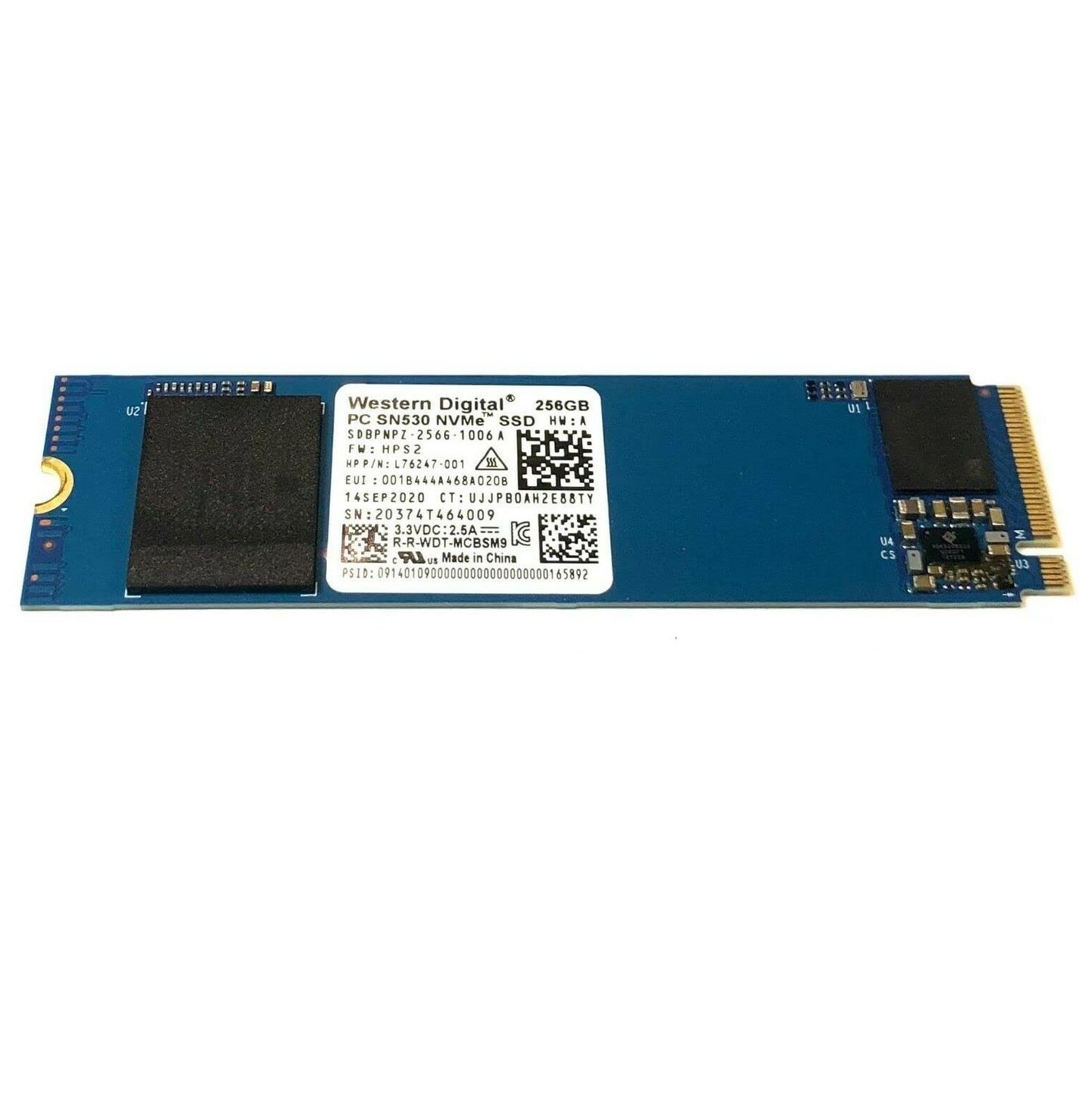 Begagnad 256GB WD PC SN530 SSD M2 2280 NVMe v1.4 Gen3 x4 SDBPNPZ-256G