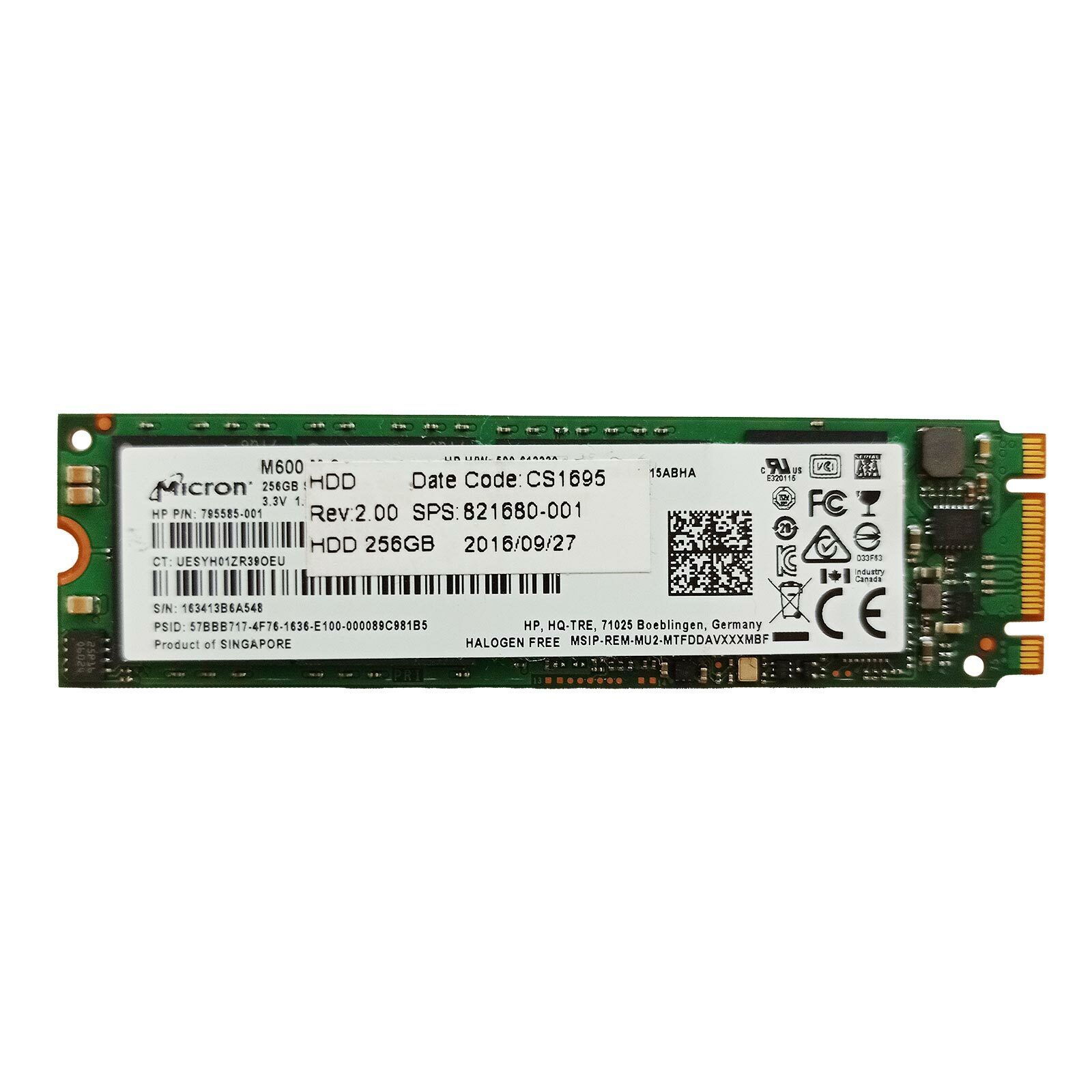 Begagnad 256GB Micron M600 SSD M2 2280 SATA MTFDDAV256MBF