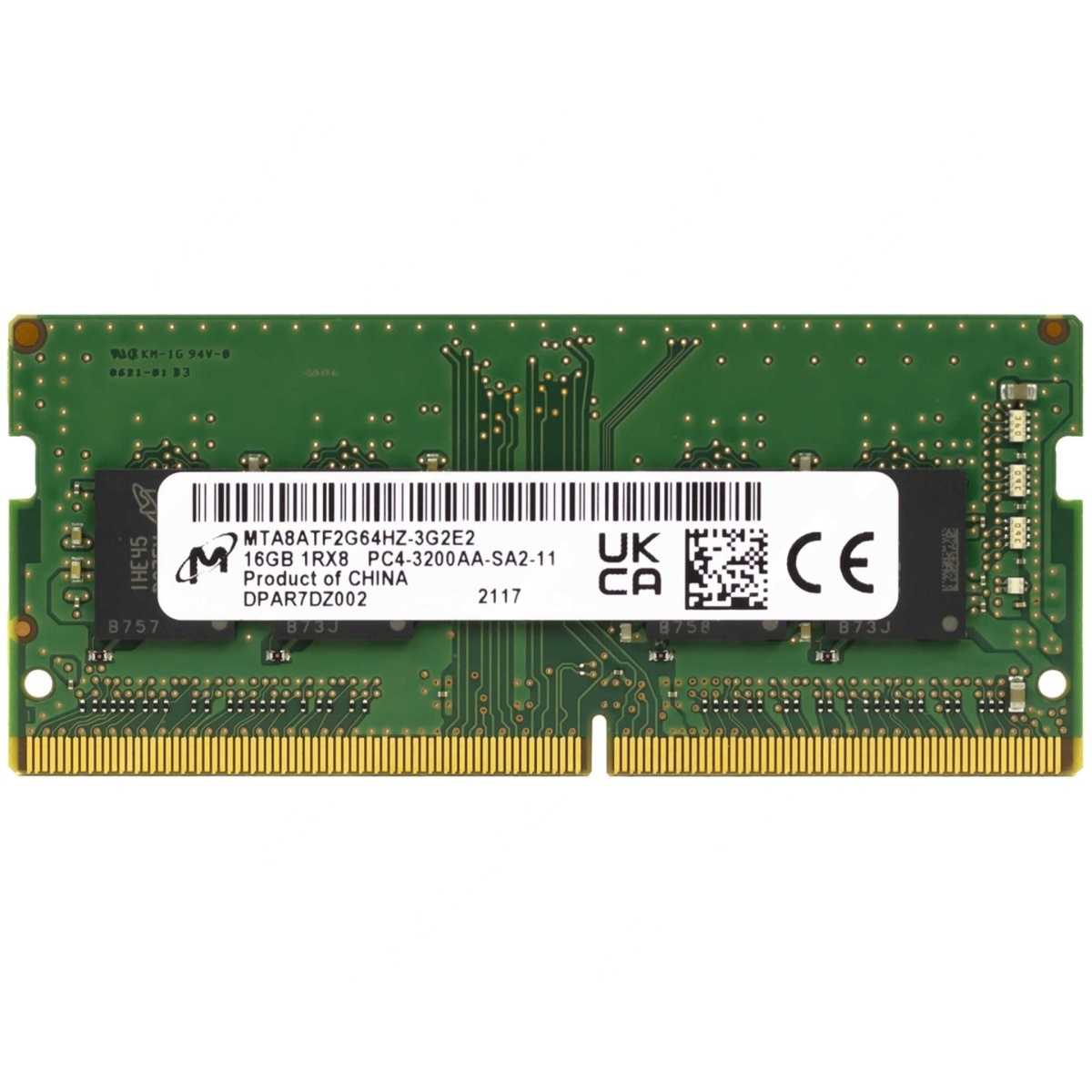 Begagnat Micron 16GB DDR4 (1x16GB) SODIMM 1Rx8 PC4-3200AA 3200MHz MTA8ATF2G64HZ-3G2E2
