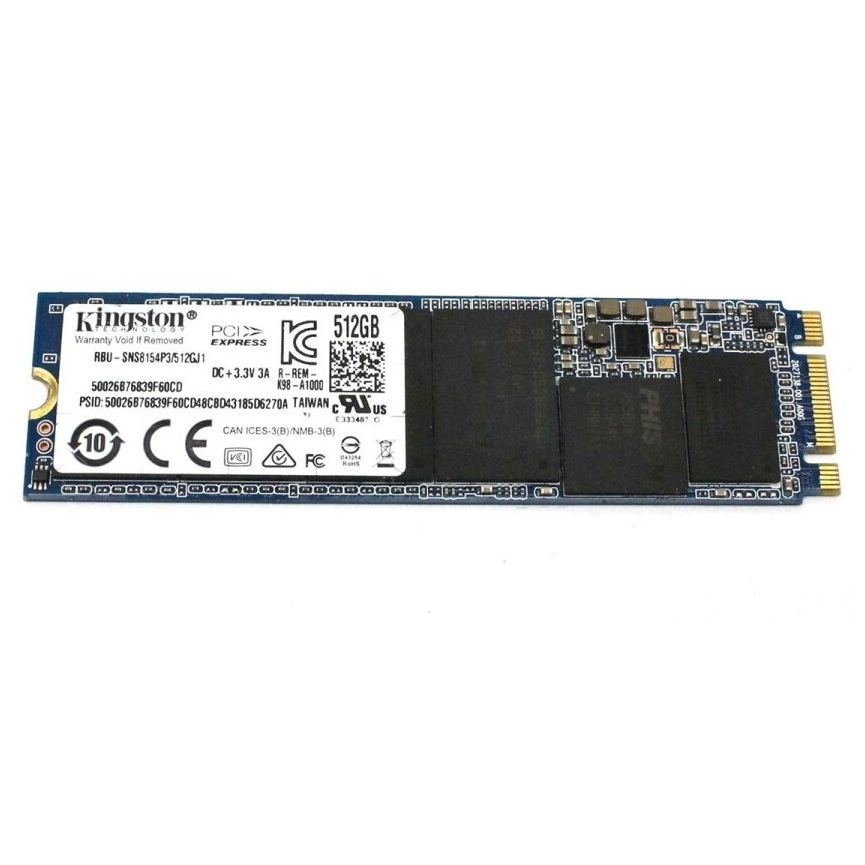 Begagnad 512GB Kingston SSD M2 2280 PCIe Gen3 x4 NVMe RBU-SNS8154P3/512GJ1