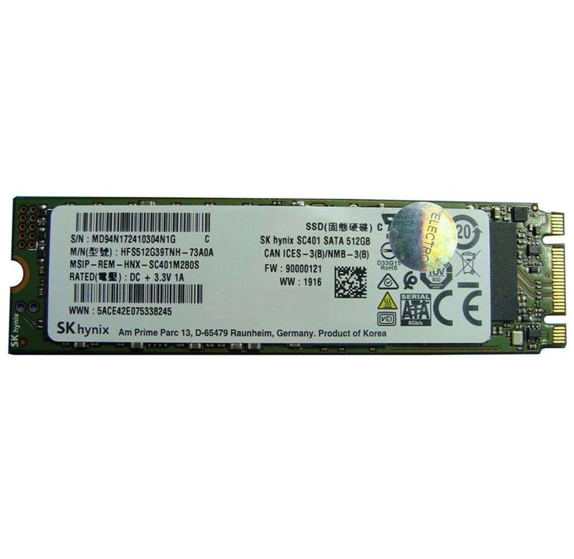 Begagnad 512GB SK Hynix SC401 SSD M2 2280 SATA