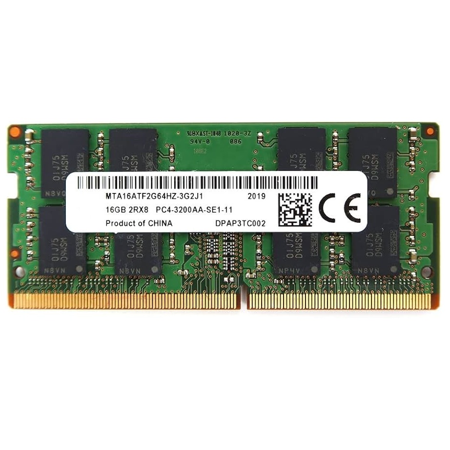 Begagnat Micron 16GB DDR4 (1x16GB) SODIMM 2Rx8 PC4-3200AA 3200MHz MTA16ATF2G64HZ-3G2J1