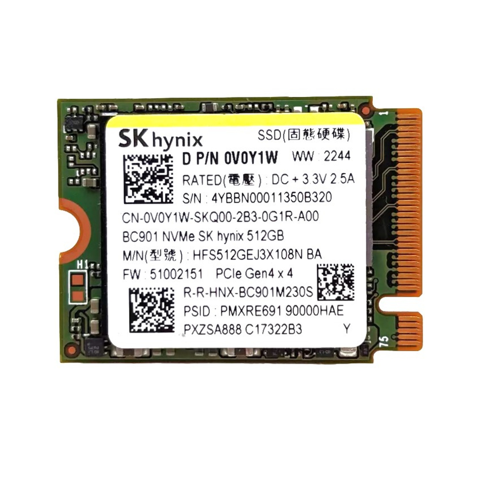 Begagnad 512GB SK hynix BC901 M2 2230 NVMe Gen4 x4 HFS512GEJ3X108N