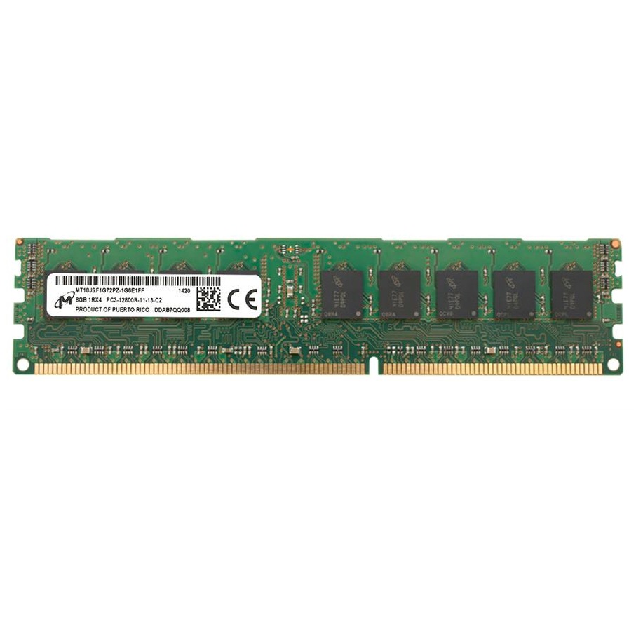 Begagnat Micron 8GB DDR3 (1x8GB) RDIMM 1Rx4 ECC PC3-12800R 1600MHz Single Rank x4 MT18JSF1G72PZ