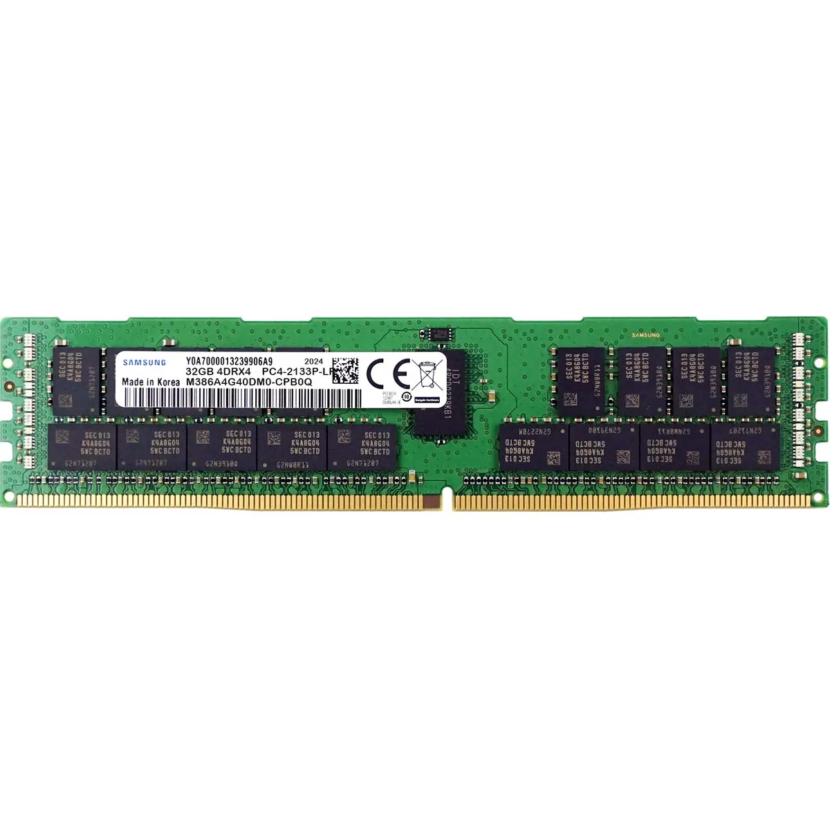 Begagnat Samsung 32GB DDR4 (1x32GB) 4DRx4 PC4-17000 2133MHz ECC LRDIMM M386A4G40DM0-CPB0Q