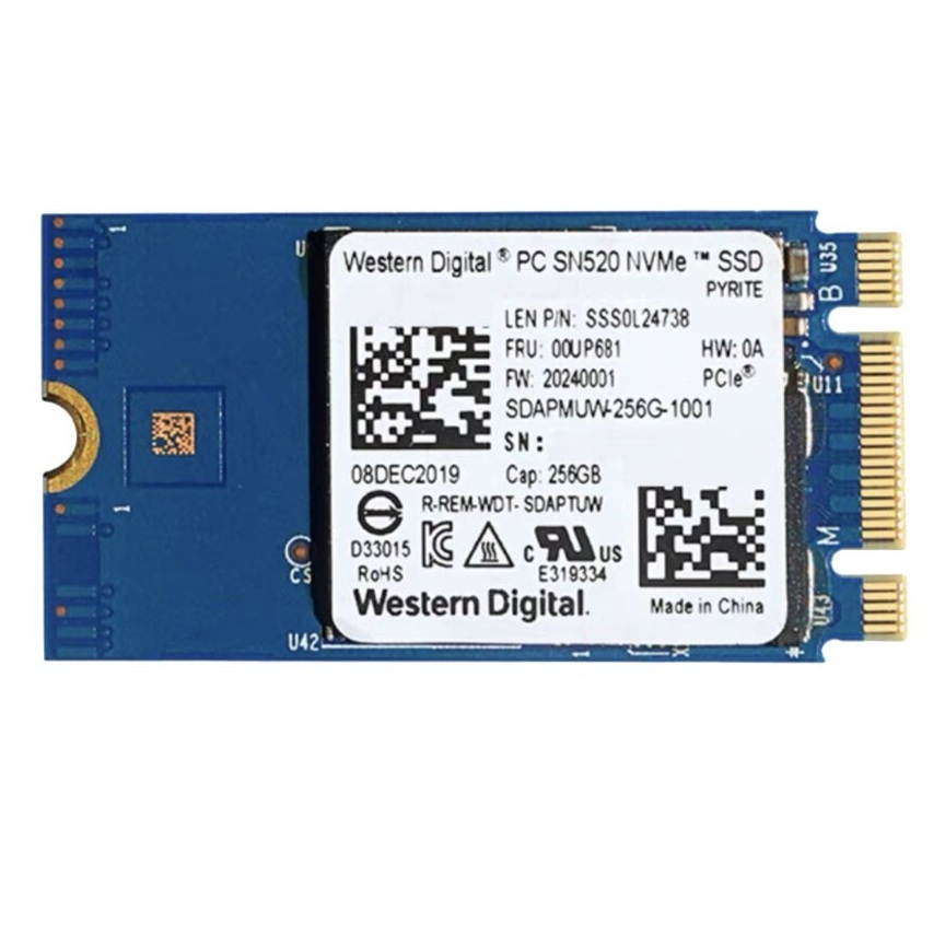 Begagnad 256GB WD PC SN520 M2 2242 NVMe PCIe Gen3 x4 SSD Disk SDAPMUW-256G-1101