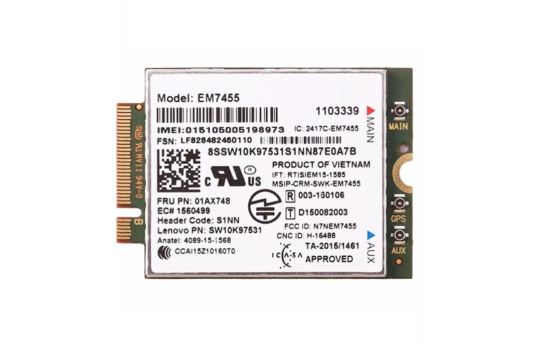 Begagnat Lenovo EM7455 Sierra Wireless AirPrime LTE-A FRU 01AX748 4G LTE
