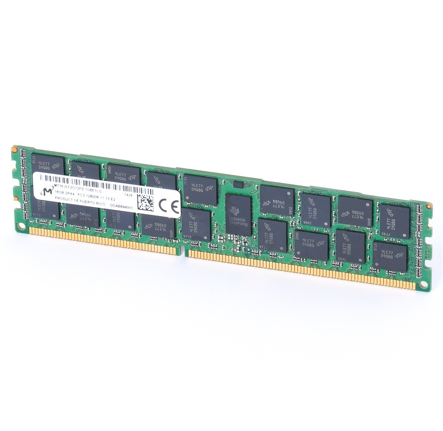 Begagnat Micron 16GB DDR3 (1x16GB) RDIMM 2Rx4 ECC PC3-12800R 1600MHz Dual Rank x4