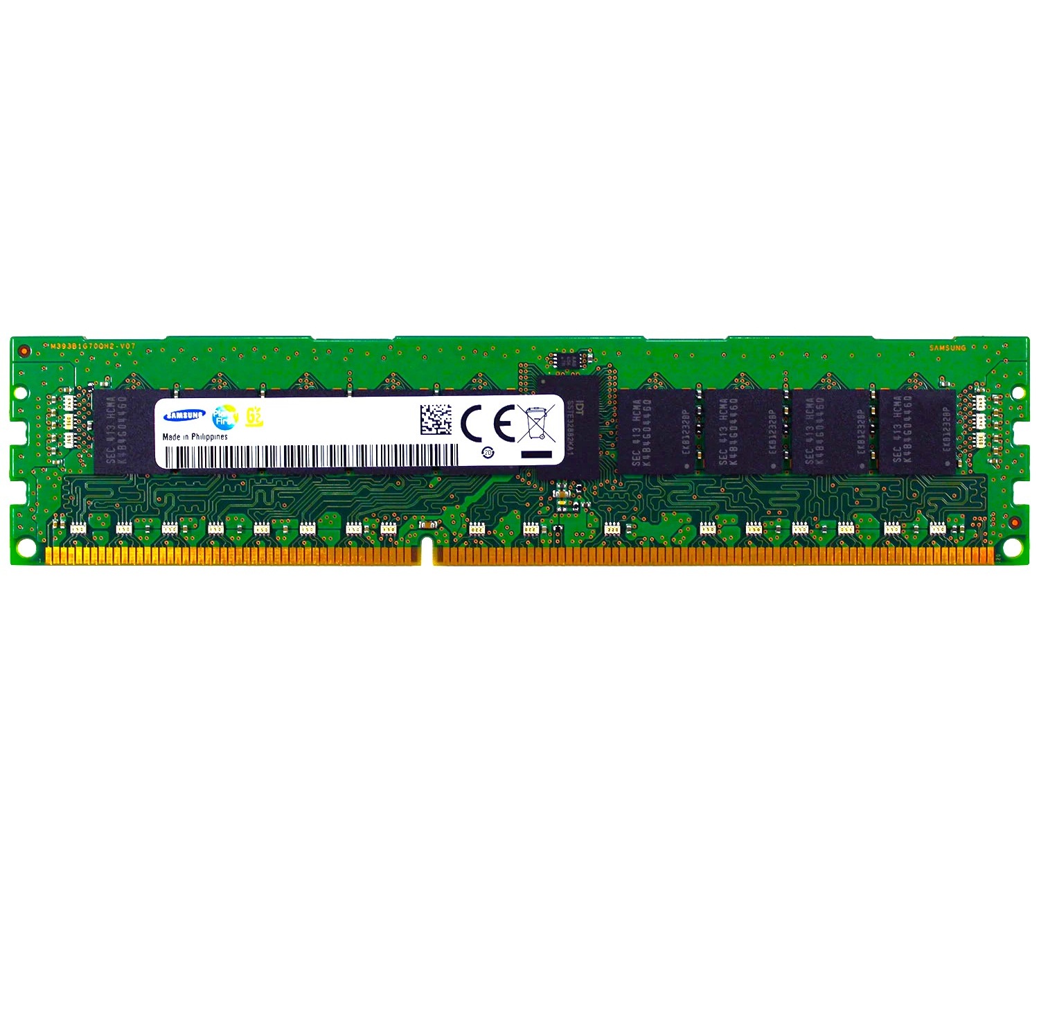 Begagnat 8GB DDR3 (1x8GB) Samsung RDIMM 1Rx4 ECC PC3L-12800R 1600MHz Singla Rank x4 RAM Minne
