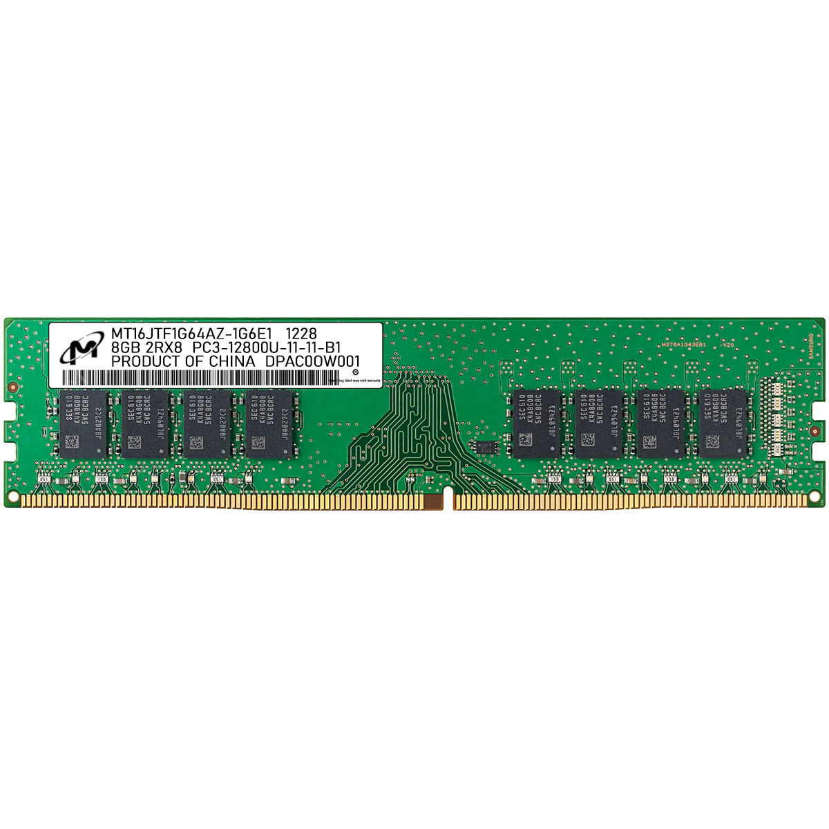 Begagnat Micron 8GB DDR3 (1x8GB) UDIMM none-ECC 2Rx8 PC3-12800U 1600MHz MT16JTF1G64AZ-1G6E1