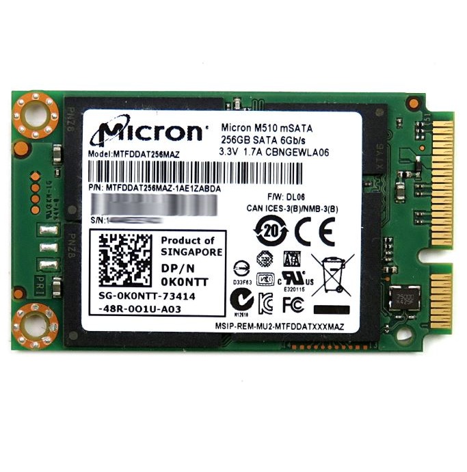 Begagnad 256GB Micron M510 SSD mSATA MTFDDAT256MAZ