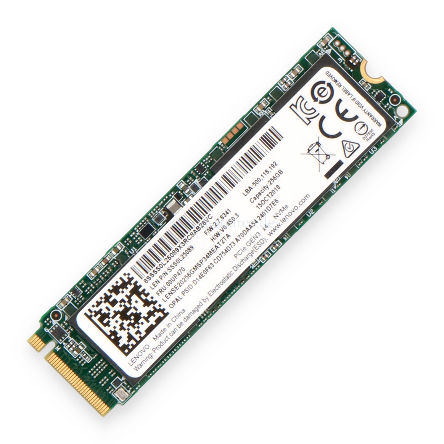 Begagnad 256GB Lenovo SSS0L25089 Gen3 x4 NVMe SSD 0UP470 Disk