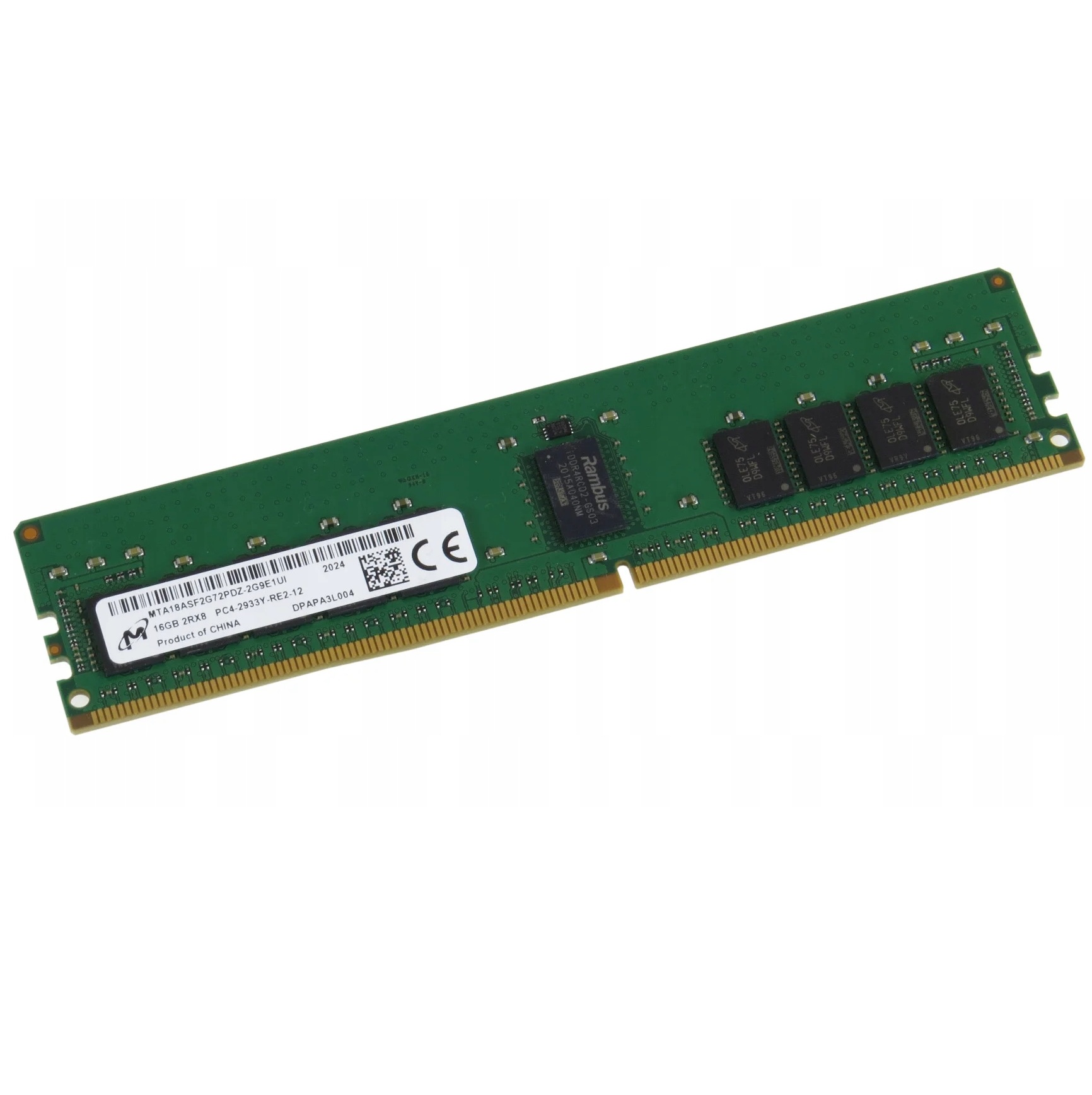 Begagnat Micron 16GB DDR4 (1x16GB) 1Rx8 PC4-23400 2933MHz ECC RDIMM MTA18ASF2G72PDZ-2G9E1UI