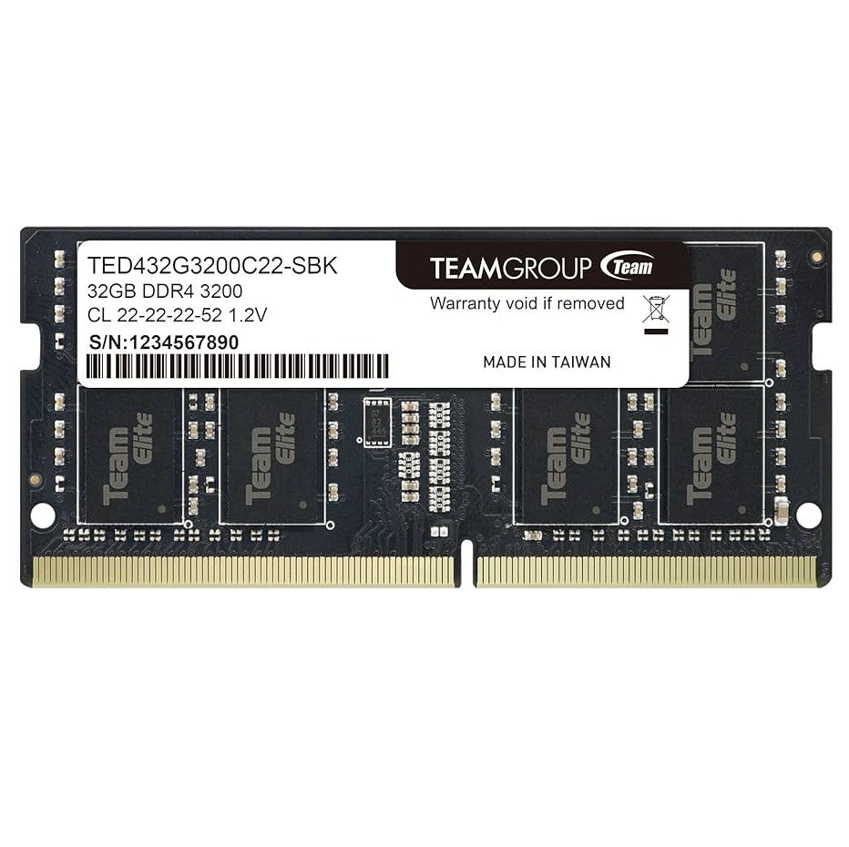 Begagnat 32GB DDR4 (1x32GB) Team Group 3200MHz SODIMM Laptop RAM TED432G3200C22-SBK